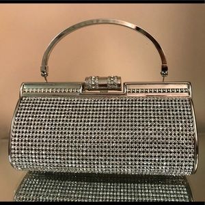 Silver & crystal small evening clutch